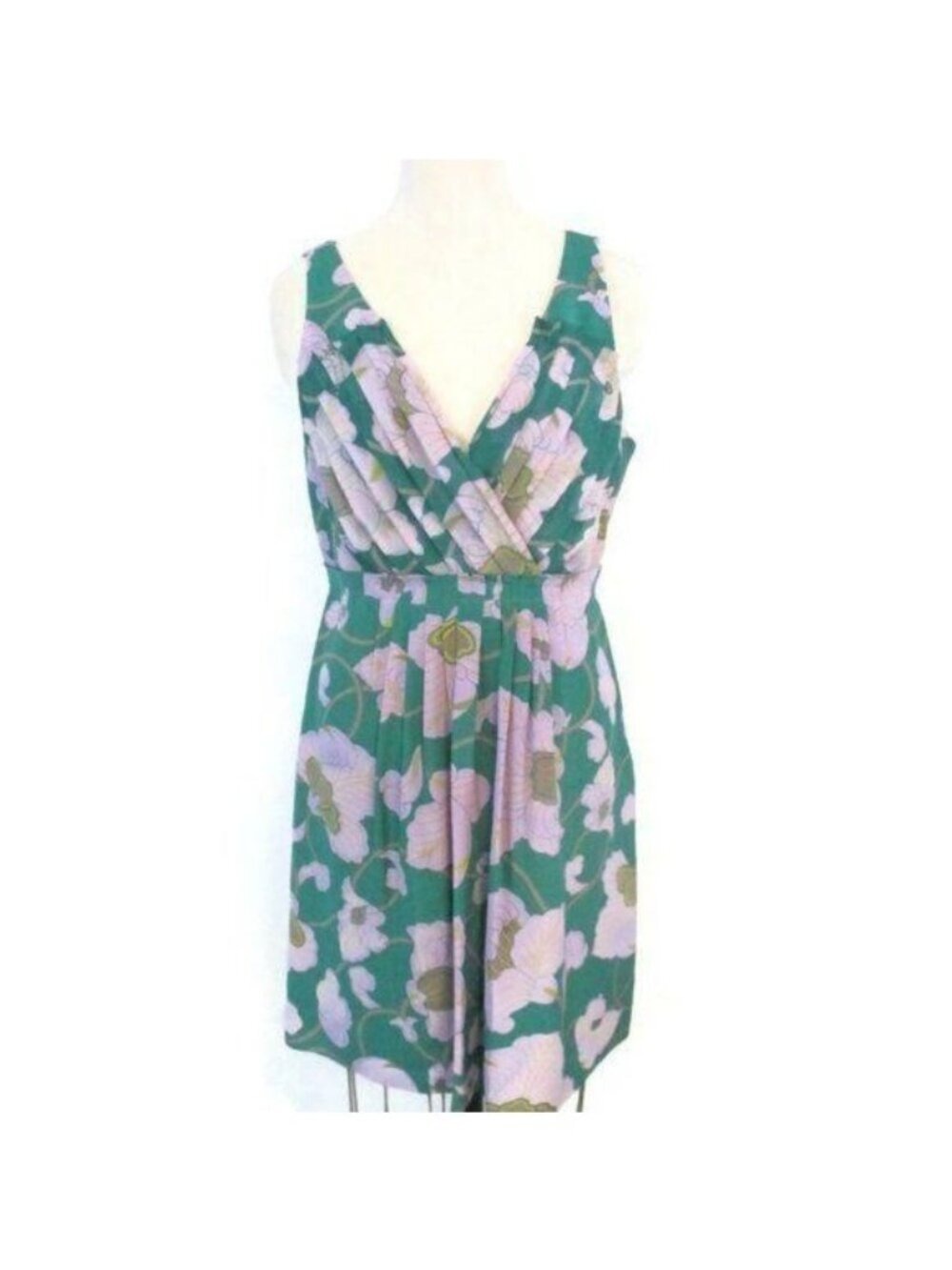 Tibi Green Pinkย Floral Silk Spring Dressโ10